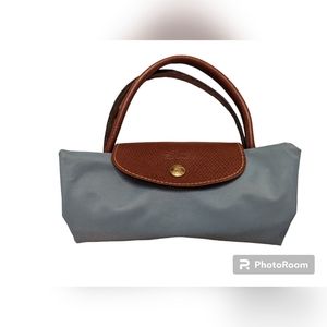 Long champ Le Pliage shirt handle weekend tote in blue